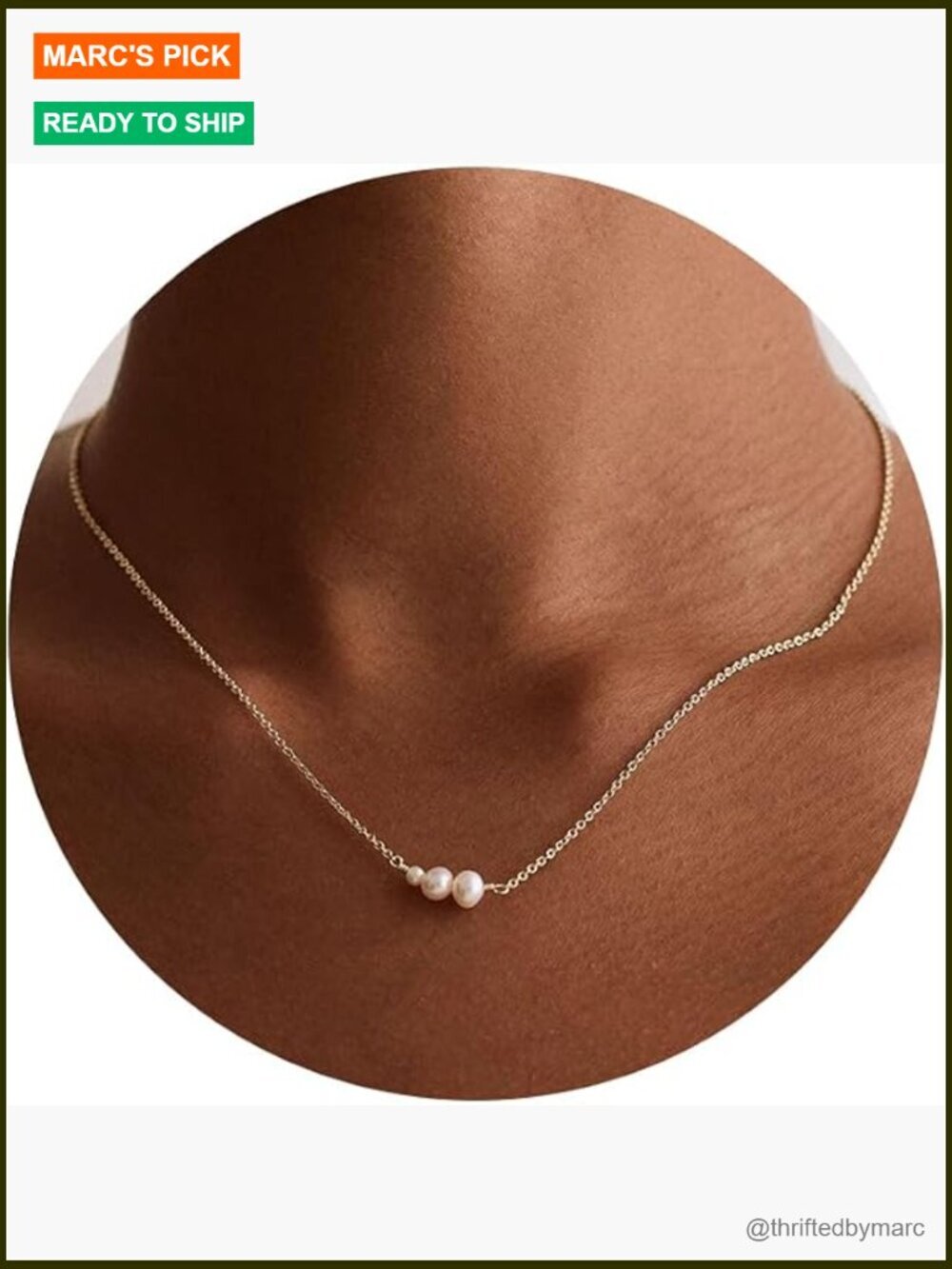 Pearl Drop Necklace, 14k Gold Plated Dainty Pendant Necklace for Women Trendy